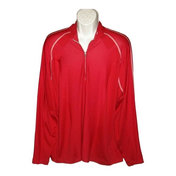 Nike Golf Mens Red Quarter Zip Dri Fit Long Sleeve Shirt Lightweight Large EUC - Picture 1 of 8